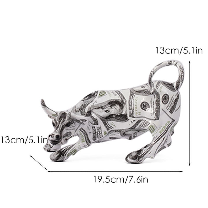 Stornfield | Graffiti-Painted Resin Bull Figurines Home Decor Living Room Bedroom Office Desk Feng Shui Ornaments Collection Statues