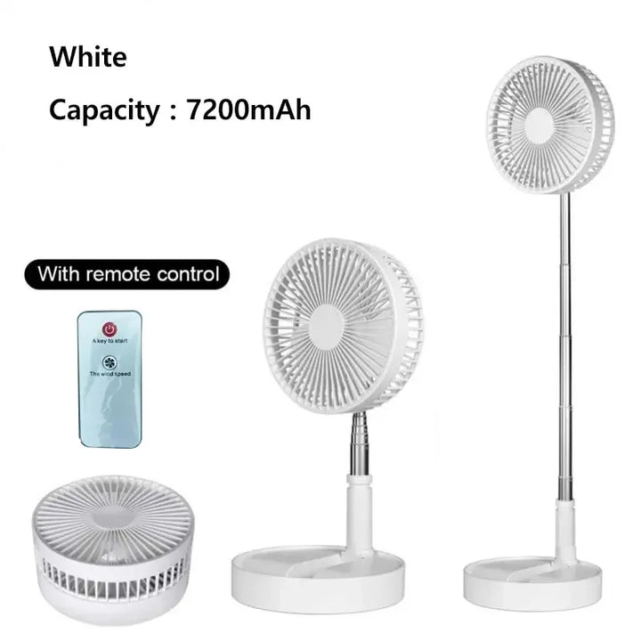 7200mAh USB Rechargeable Portable Folding Fan Floor Low Noise Fan for Outdoor Home Wireless Fan 4 Speed Camping Portable Fan | Stornfield