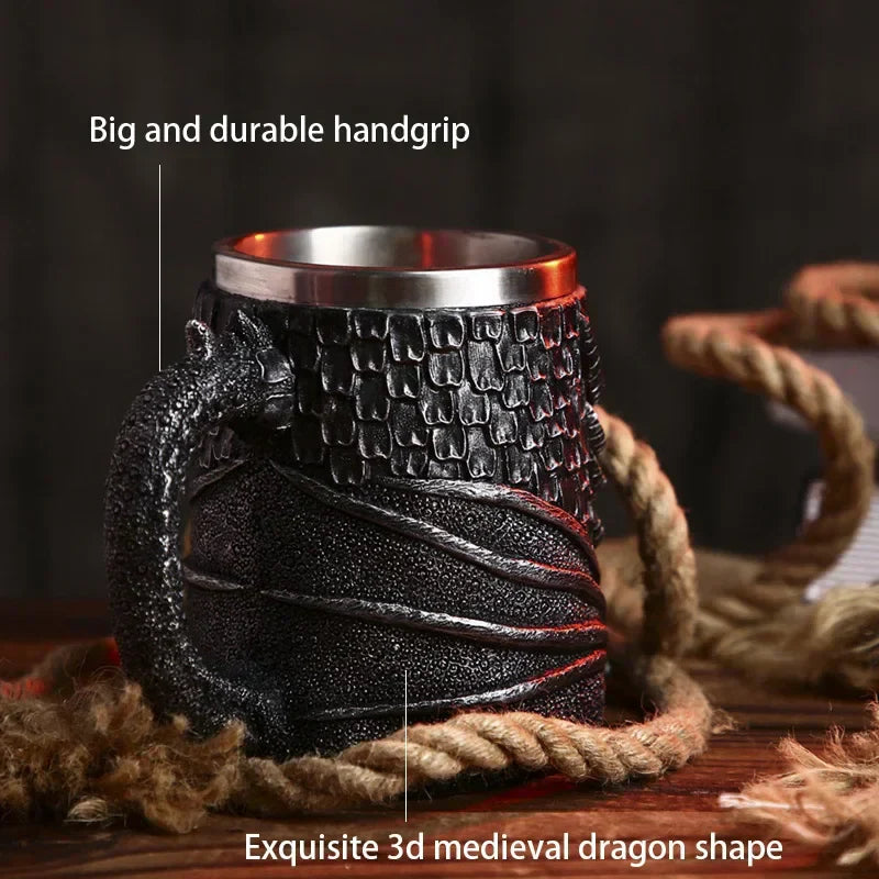Stornfield | Medieval Dragon Stainless Steel Resin Mug as Coffee Mug or Tea Mug