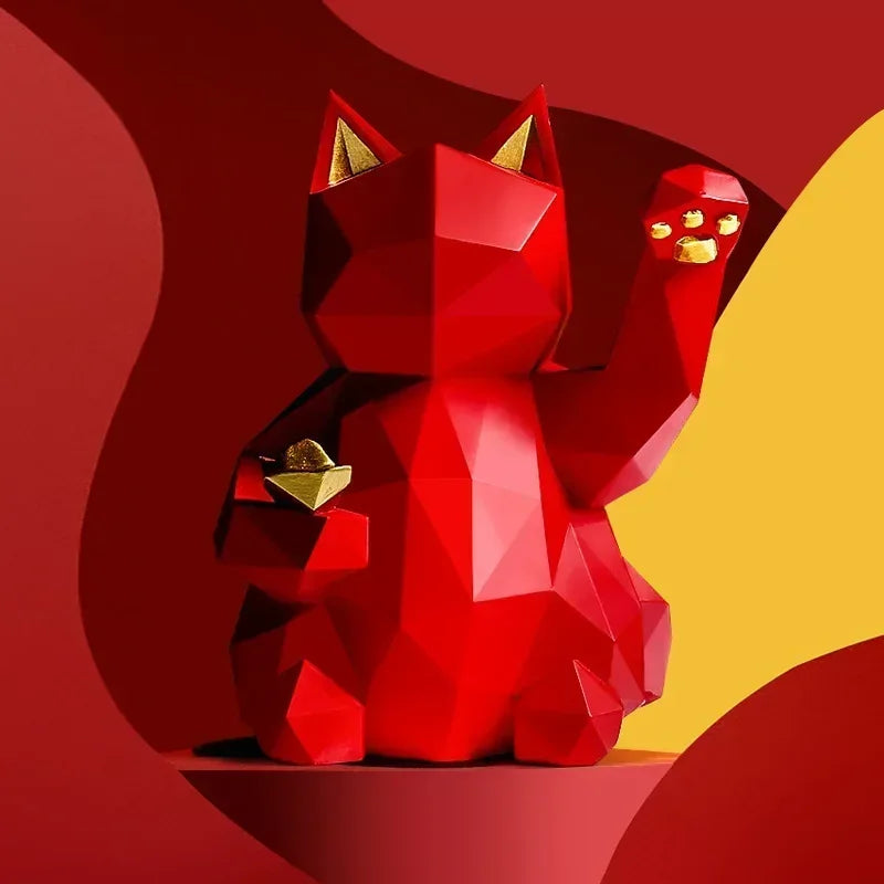 Nordic Minimalism Geometry Lucky Cat Statues | Stornfield