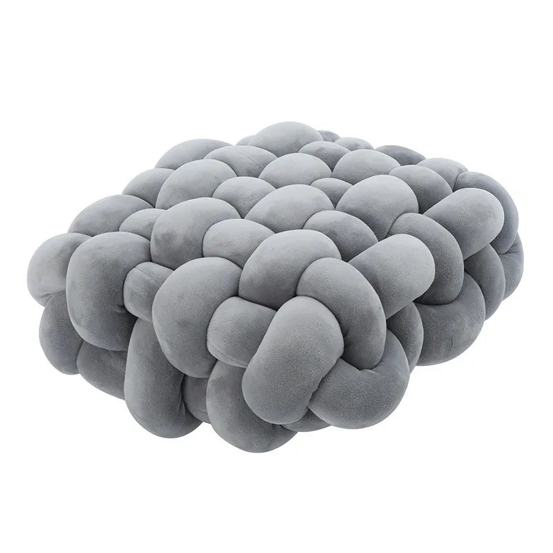Stornfield | Coussin en peluche doux en forme de nœud pour salon, coussin de canapé, couleur unie, carré, coussin de jeté à main, coussin de siège tissé carré