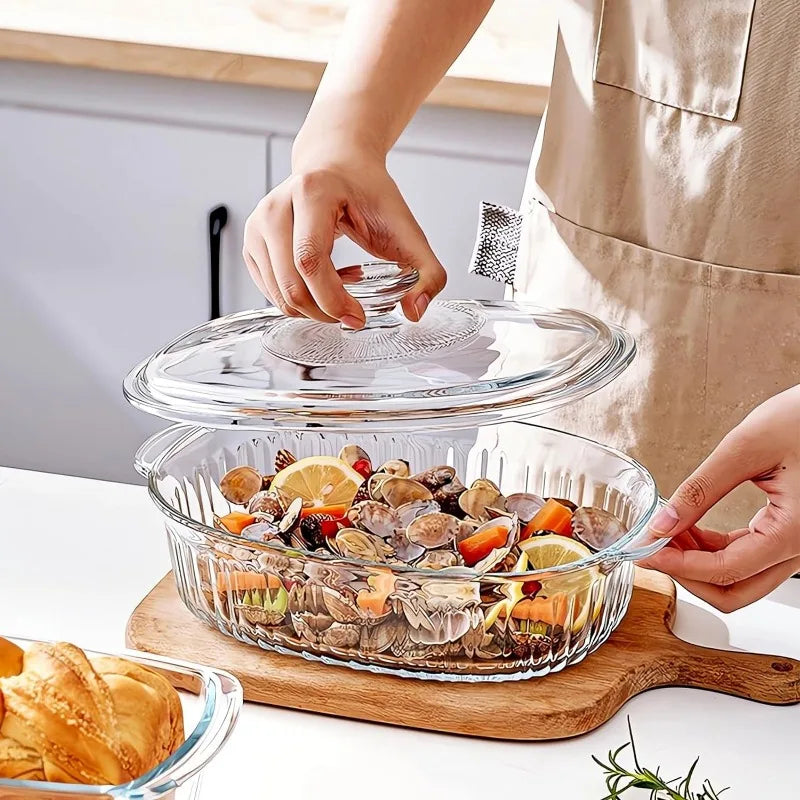 Stornfield | 4-Piece Glass Bakeware Set with 2 Glass Baking Dishes with Glass Lids, 1.9 Qt and 3 Qt