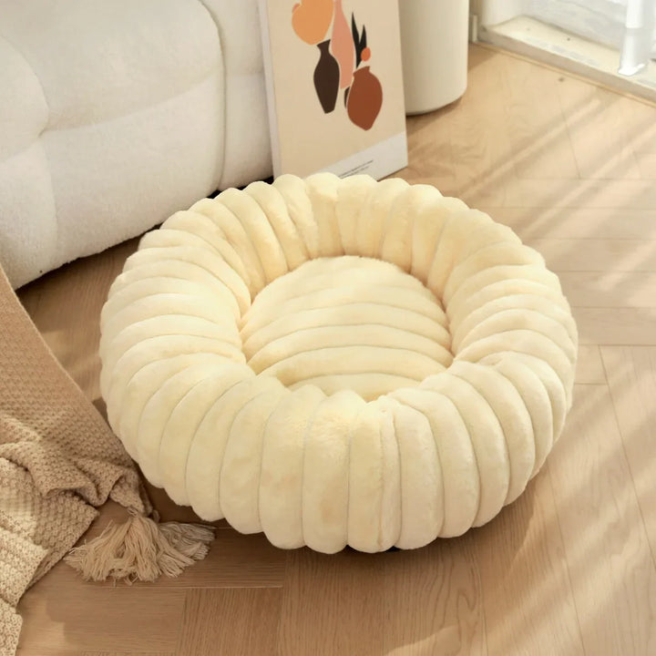 Stornfield round plush donut dog bed with non-slip bottom