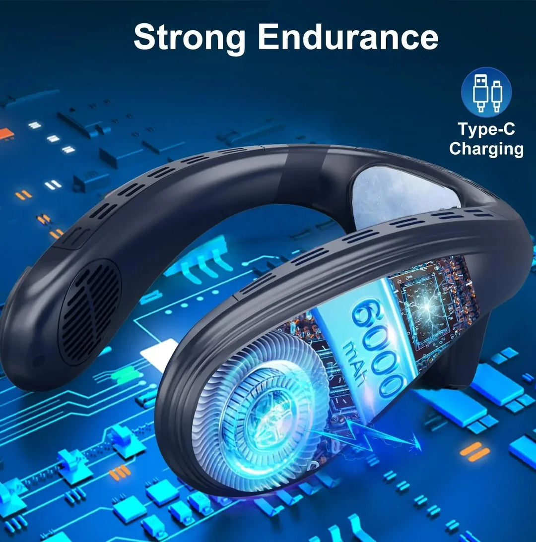 Portable Neck Fan 5200mAh – Rechargeable Wearable Semiconductor Cooling Fan, Personal Outdoor Neck Air Conditioner | Stornfield