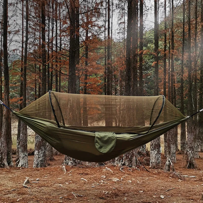 OutdoorRelax Hammock with Mosquito Net and Quick Release – 200 kg Load Capacity | Stornfield