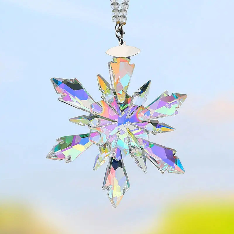 Transparent Snowflake Rainbow Car Pendant Decor | Stornfield