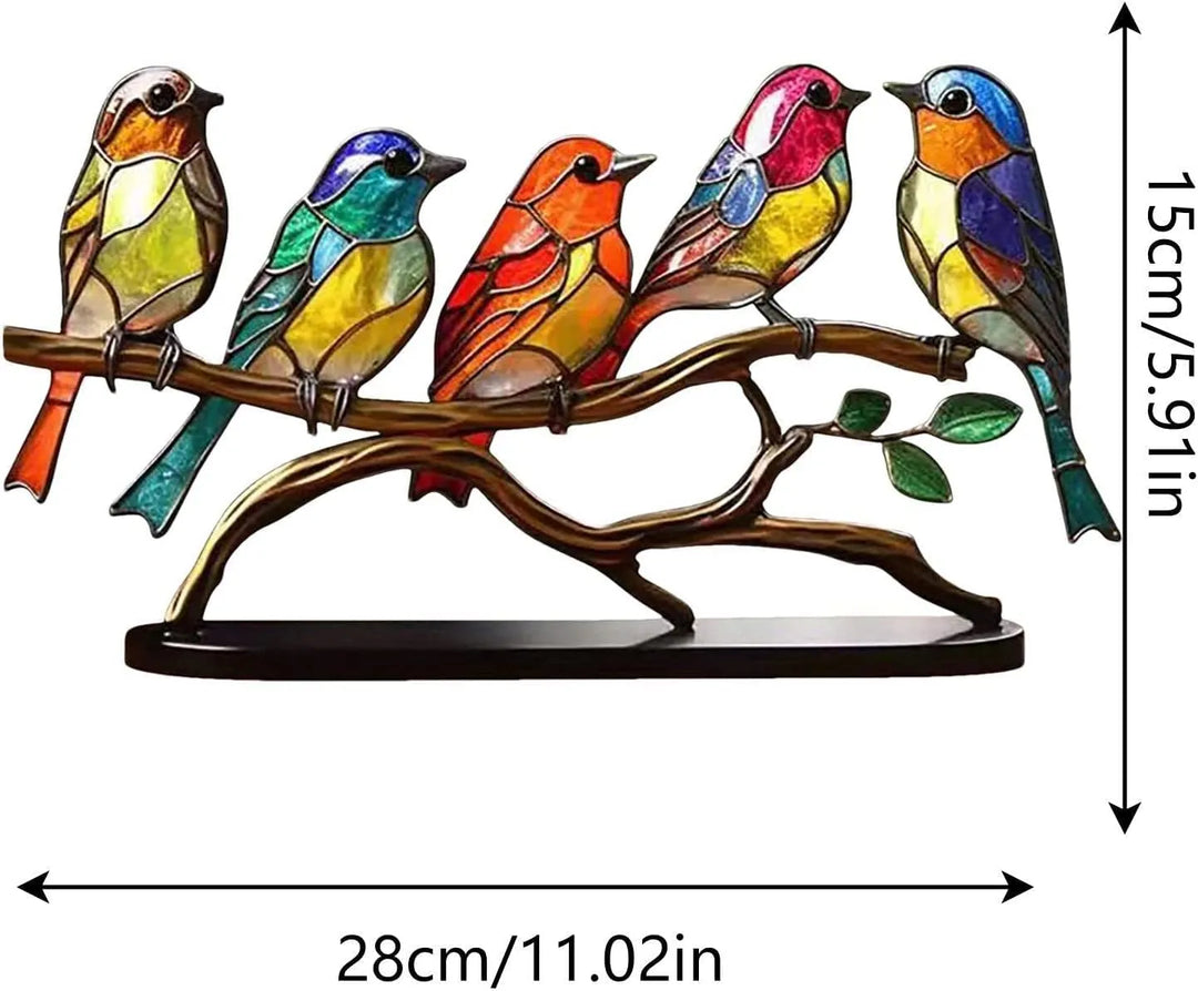 ElegantAviary | Colorful Birds on Branches Stornfield Desktop Ornaments