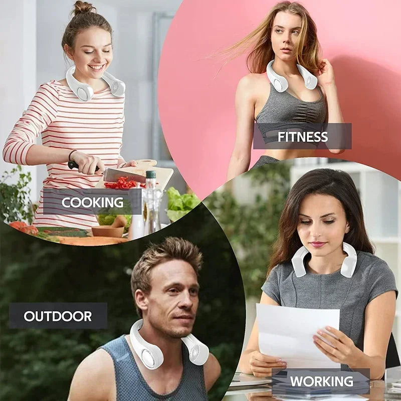 Portable Mini Neck Hanging Fan - Air-Cooled, Wearable USB Fan for Outdoor Sports, Running, Travel, Blade-Free Design | Stornfield
