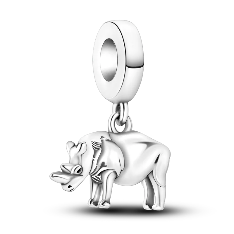 Stornfield | 925 Sterling Silver Charms, Leopard Gold Beads, Colorful Chameleon Rhino Lion Beetle Cat Pendant Compatible with Original Pandora Bracelet Jewelry