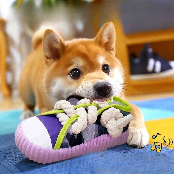 Stornfield Robust Dog Sneaker Toy with Rope and Squeaker