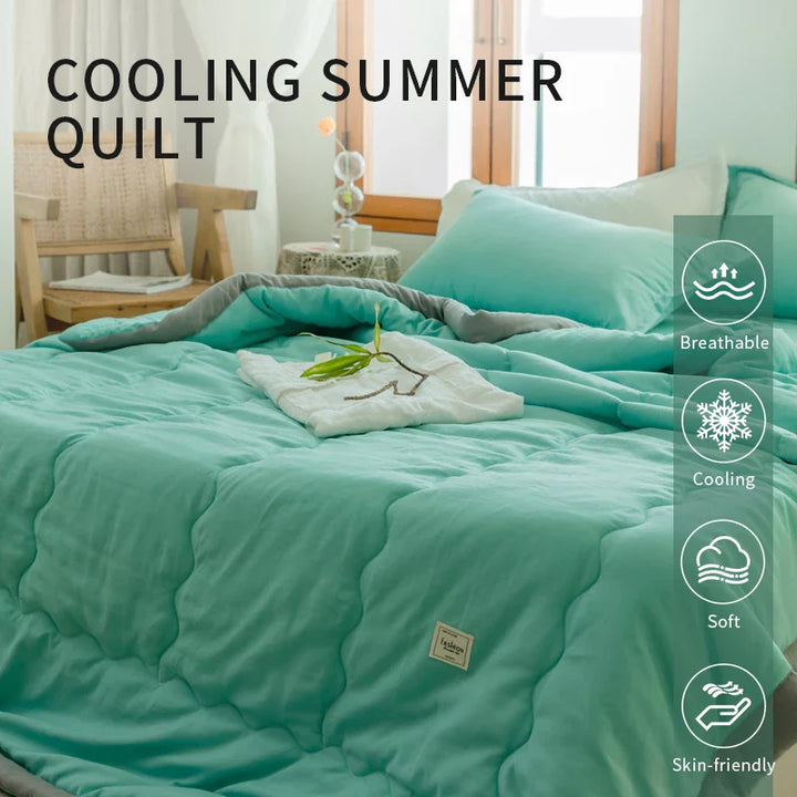 2024 Japanese Cotton-Polyester Summer Quilt – Lightweight, Washable, Skin-Friendly Solid Color Quilt | Stornfield