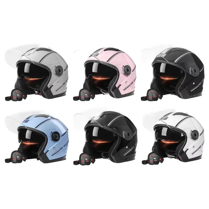 Stornfield | Retro 3/4 Open-Face Motorcycle Helmet with Dual Lens – AeroRide