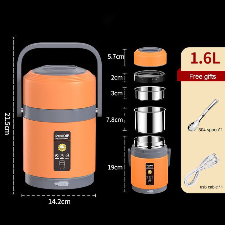 Stornfield | USB Heated Lunch Box | 304 Stainless Steel, Portable Food Warmer