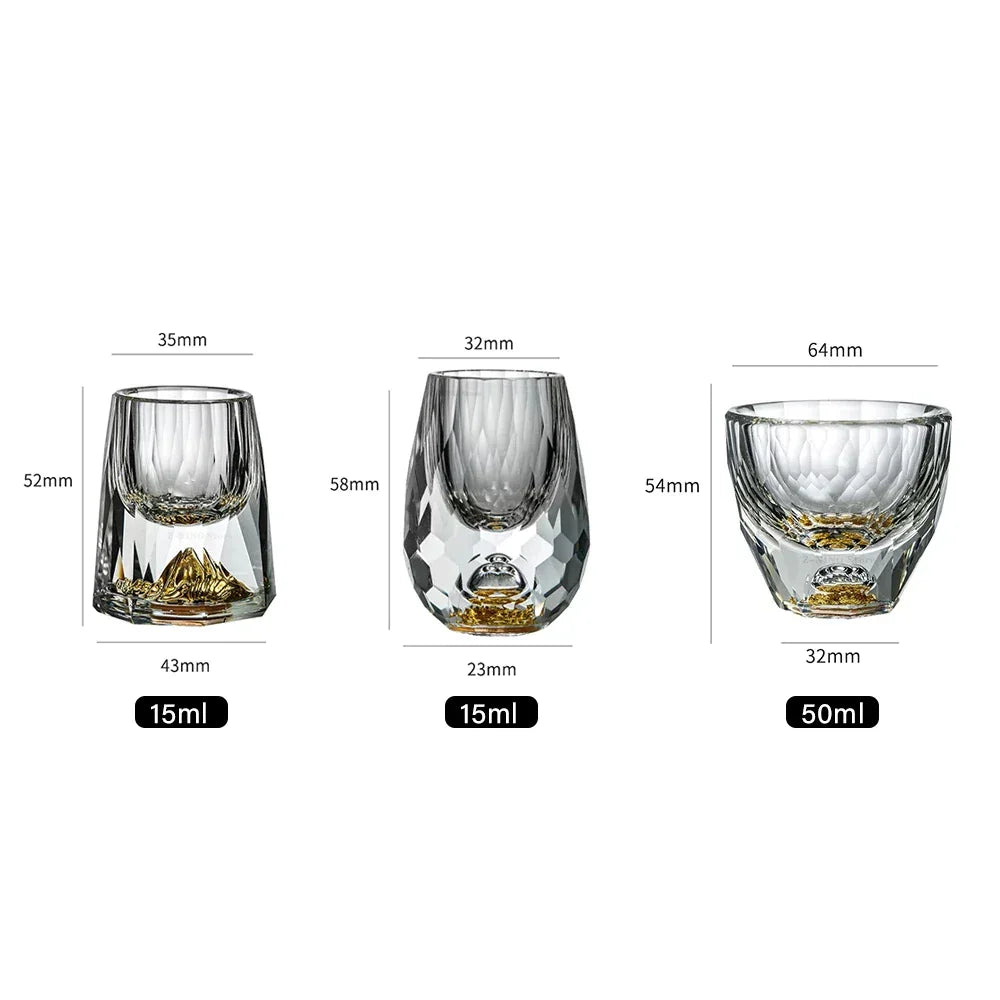 Stornfield | Crystal Whisky Glass Liqueur Glasses Sphere Sake and Shochu Cups Double Walls Thick Bottom Small Capacity Teacups