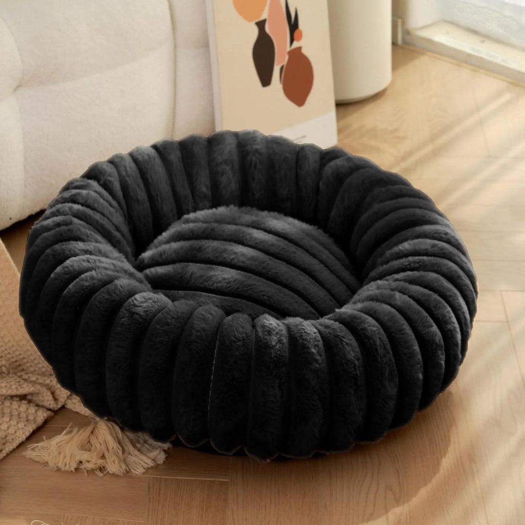 Stornfield round plush donut dog bed with non-slip bottom