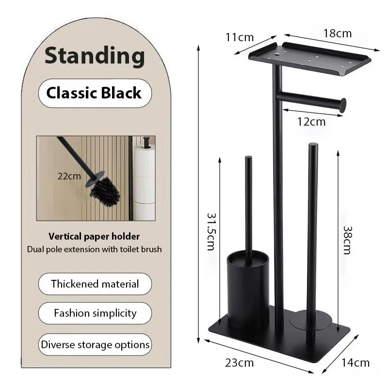 Toilet paper holder with brush & shelf | Stornfield
