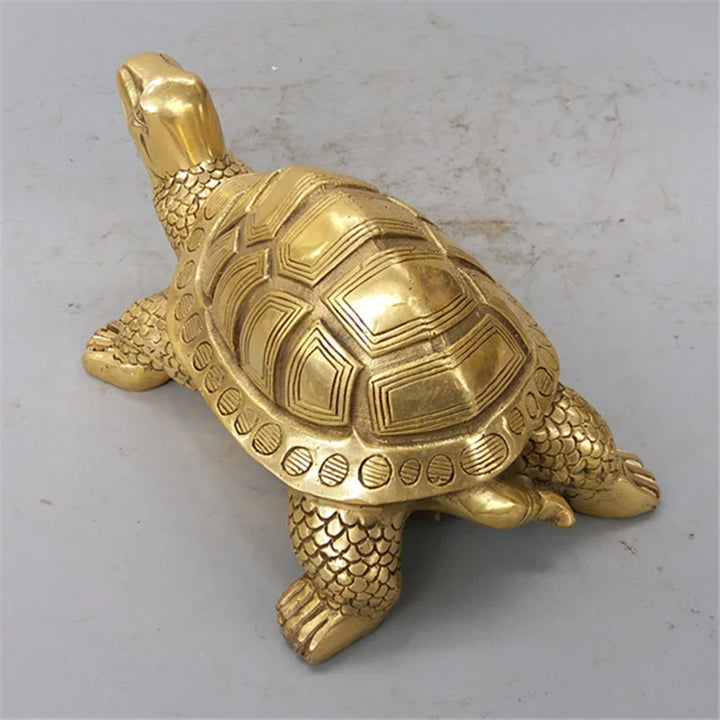 Stornfield | Feng Shui Brass Turtle Statue Lucky Animal Sculpture for Longevity Home Office Desk Decor Figurine Study Ornament Gift