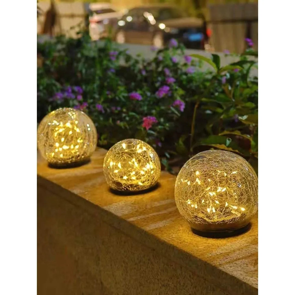 LED garden lights in crackle glass look – solar ball lamps for outdoor use and decoration | Stornfield
