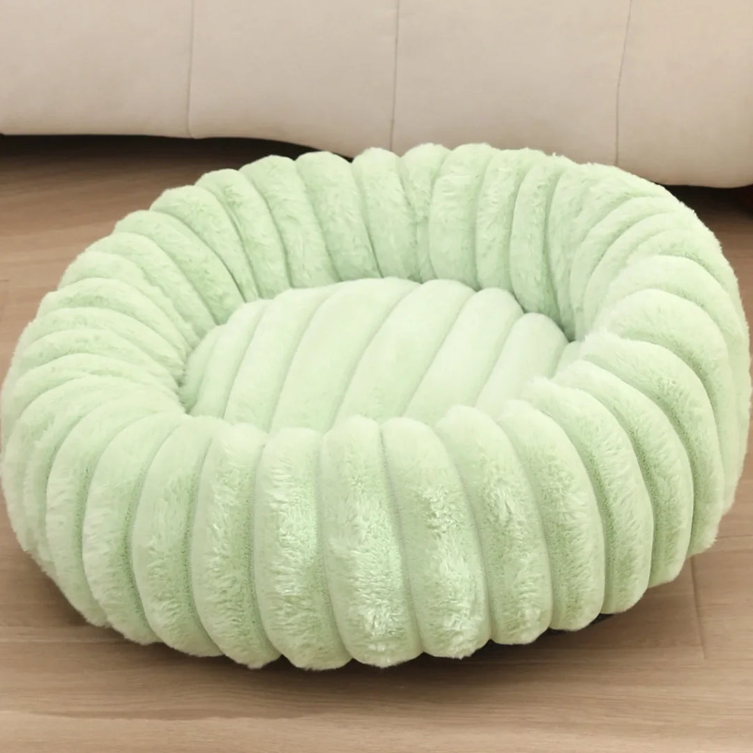 Stornfield round plush donut dog bed with non-slip bottom