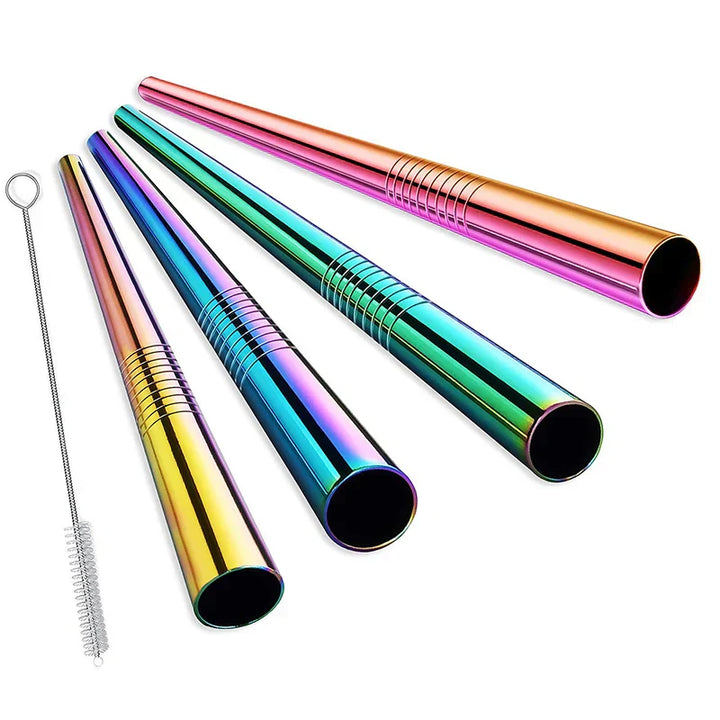 Reusable stainless steel bubble tea straws with cleaning brush | Stornfield