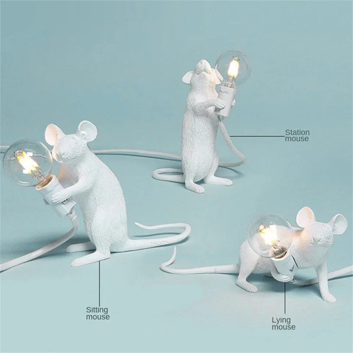 Stornfield | Modern LED Animal Table Lamps: Resin Rat, Cat, and Squirrel Night Lights