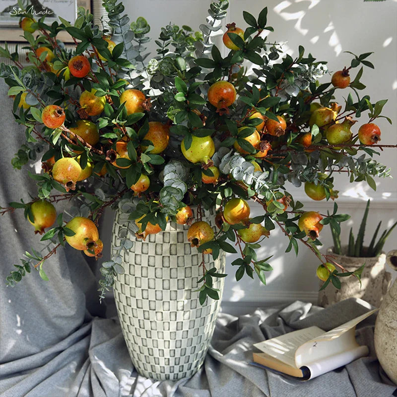 6-Piece Artificial Pomegranate Fruit Branch with Leaves | Stornfield