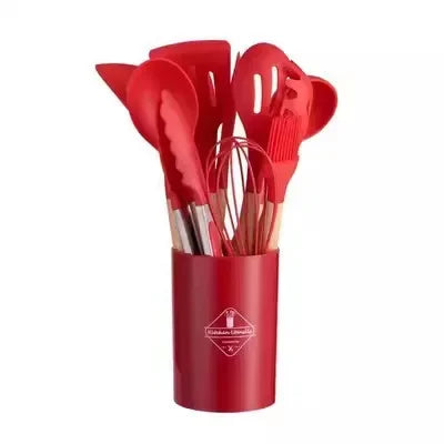 ChefEase – 12-piece Silicone Cooking Utensils Set with Wooden Handles | Stornfield