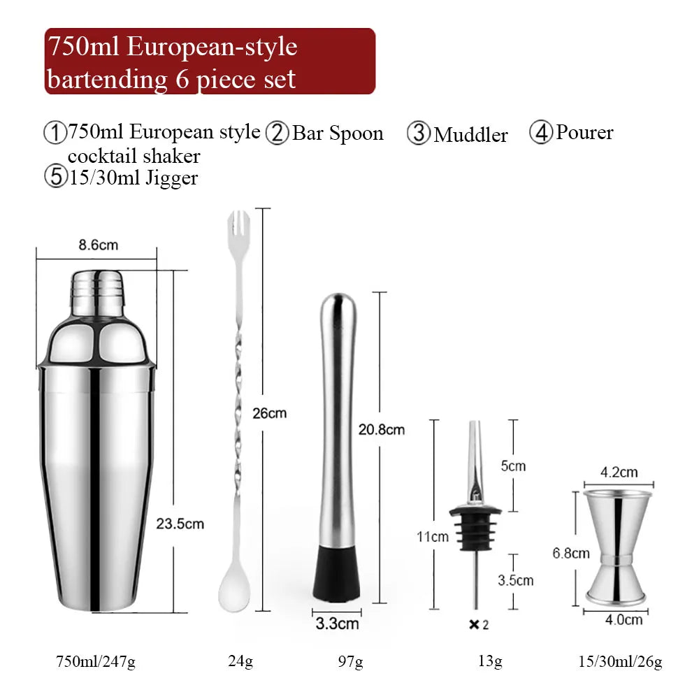 Stornfield | 550ml/750ml Stainless Steel Cocktail Shaker Mixer Bar Set Tools with Wine Rack Tool for Birthday Gift