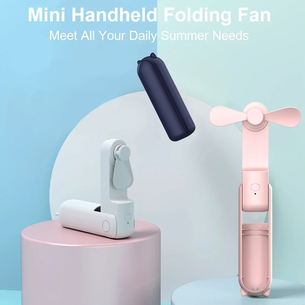 Portable Mini Handheld USB Fan – Rechargeable Folding Pocket Fan with Battery, Cooling Hand Fan and Power Bank Function | Stornfield