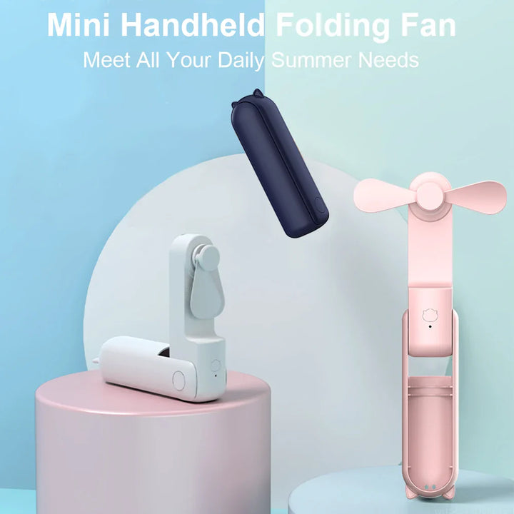 Portable Mini Handheld USB Fan – Rechargeable Folding Pocket Fan with Battery, Cooling Hand Fan and Power Bank Function | Stornfield