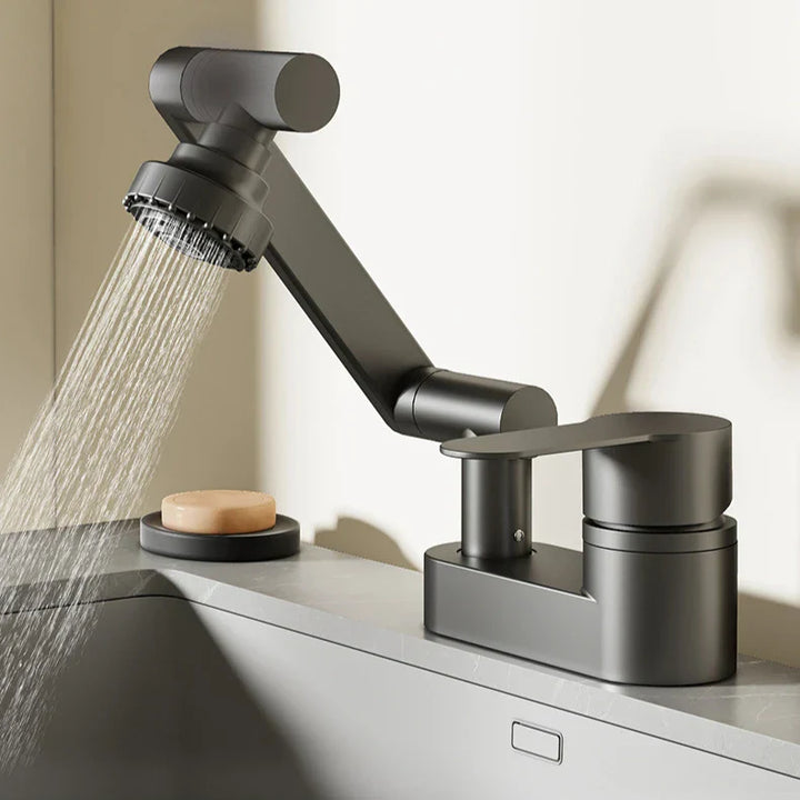 Aqua Twist Duo-Flex Basin Mixer – 360° swiveling two-hole faucet for hot and cold water Stornfield