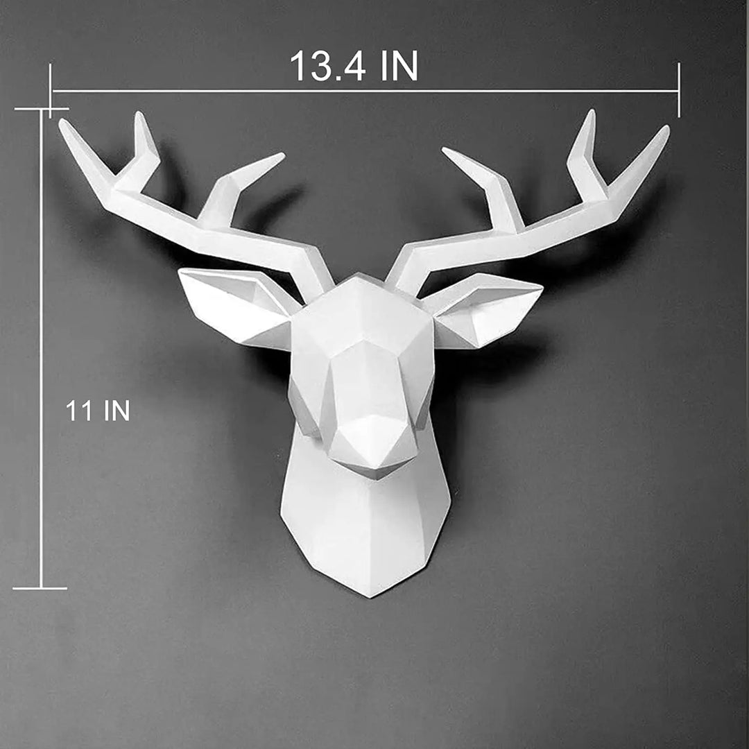 Stornfield | 3D Stag Head Sculpture, Geometric Resin Deer Head Wall Decor, Modern Home Decor, Luxury Wall Decoration