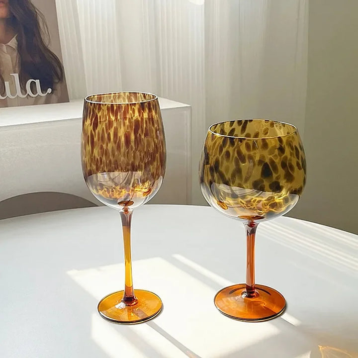 Stornfield | Vintage Amber Leopard Print Wine Glass