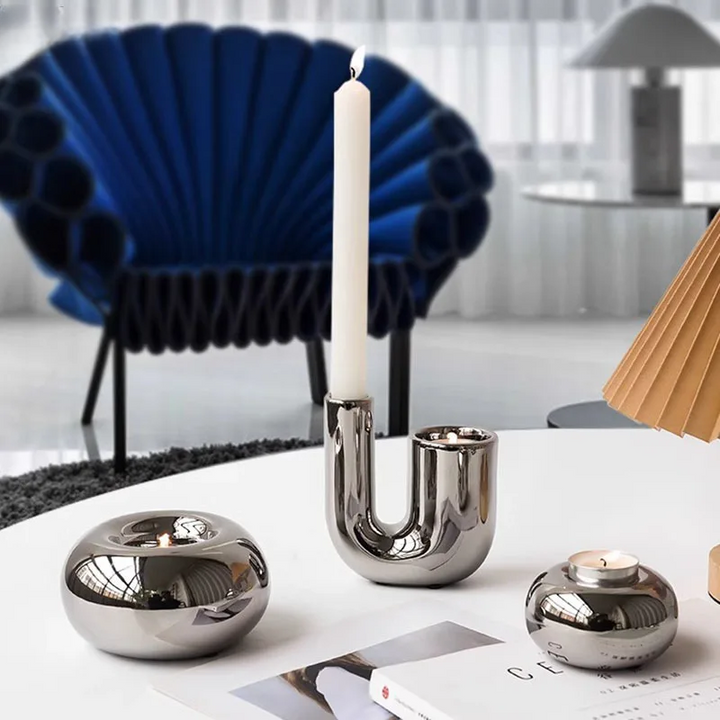 Elegant Silver Candle Holder with Minimalist Design | Stornfield