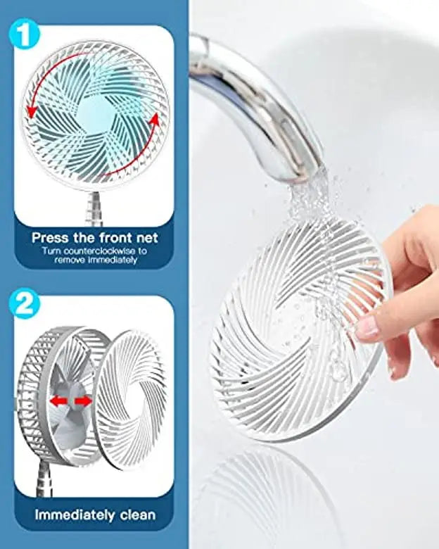 Portable 6-Inch Stand Fan | Folding Telescopic Floor/USB | Rechargeable Battery | 3 Speeds, Super Quiet, Adjustable Height | Stornfield