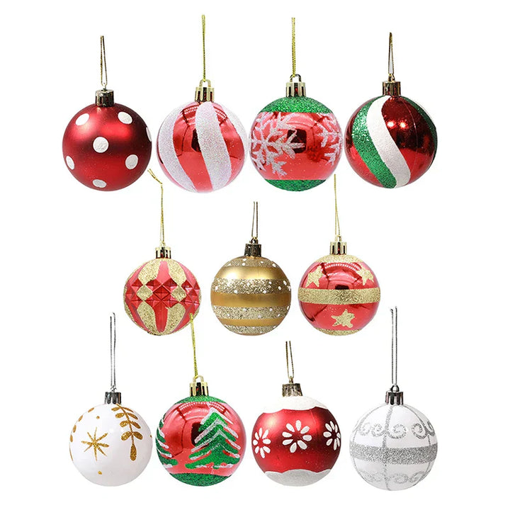 Elegant Snowflake Christmas Baubles Set – High-quality Christmas ornaments in red, white and gold, perfect for festive tree decoration at Christmas | Stornfield