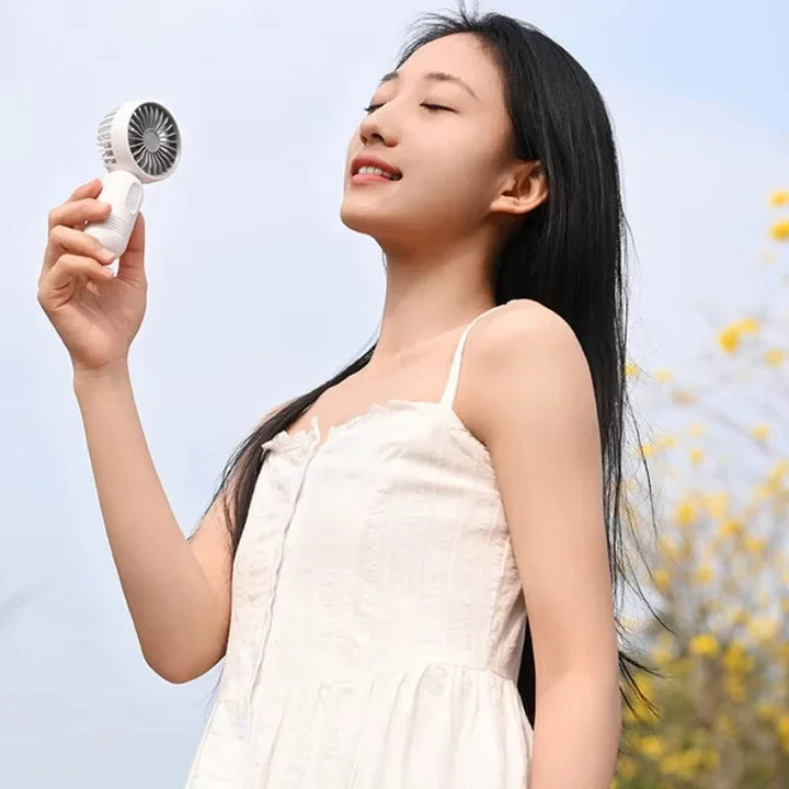Mini Handheld USB Fan – 3-Speed Strong Wind Portable Desk Fan, Rechargeable for Students, Office, Outdoor, Travel, and Camping | Stornfield