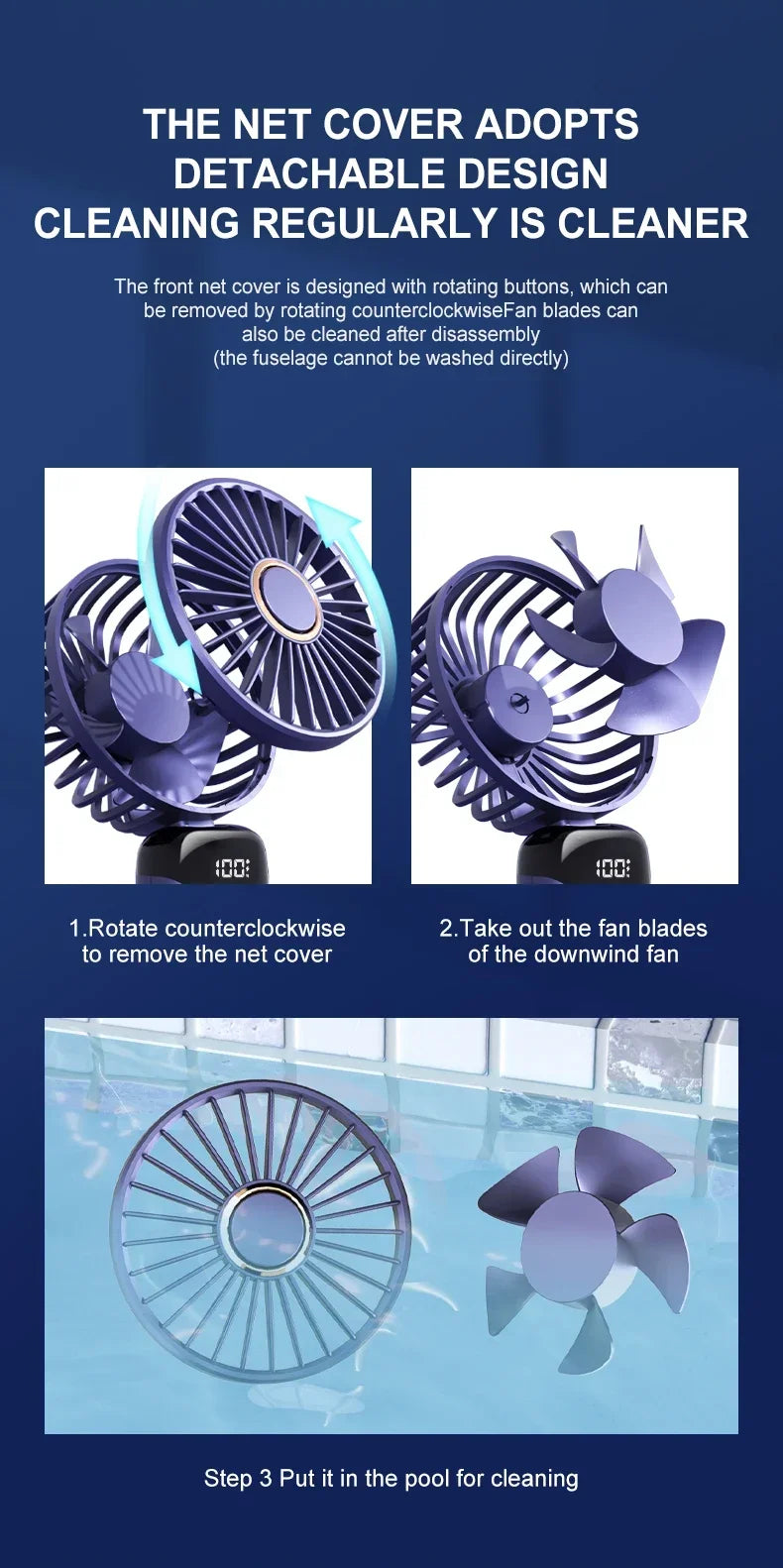 5000mAh Handheld Mini Fan – Wireless USB Rechargeable Portable Fan with Digital Display, Phone Holder, 5-Speed Foldable Neck Hanging Fan | Stornfield