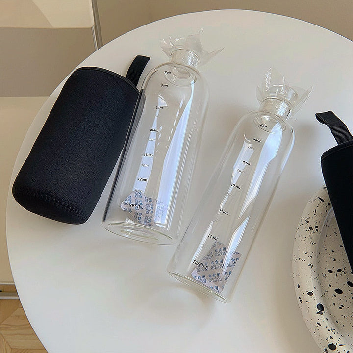 Stornfield | Heat-resistant Glass Water Bottle Time Scales
