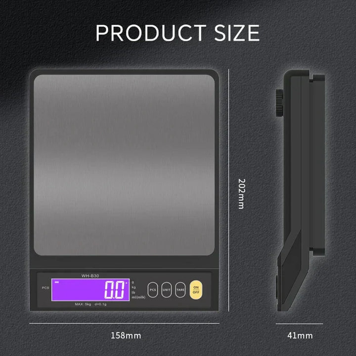 Stornfield | 5 kg/0.1 g and 10 kg/1 g digital electronic kitchen scale, LCD display, fully waterproof stainless steel weighing tool for baking