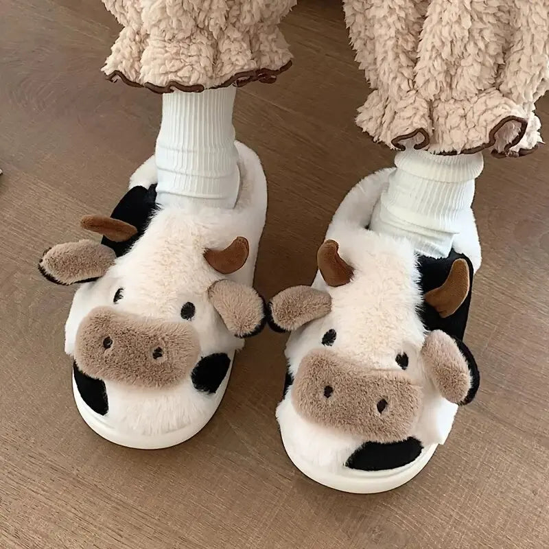 Funny Cow Slippers for Men and Women – Fluffy Winter Slippers, Cozy and Warm, Non-Slip and Soft for Home | Stornfield