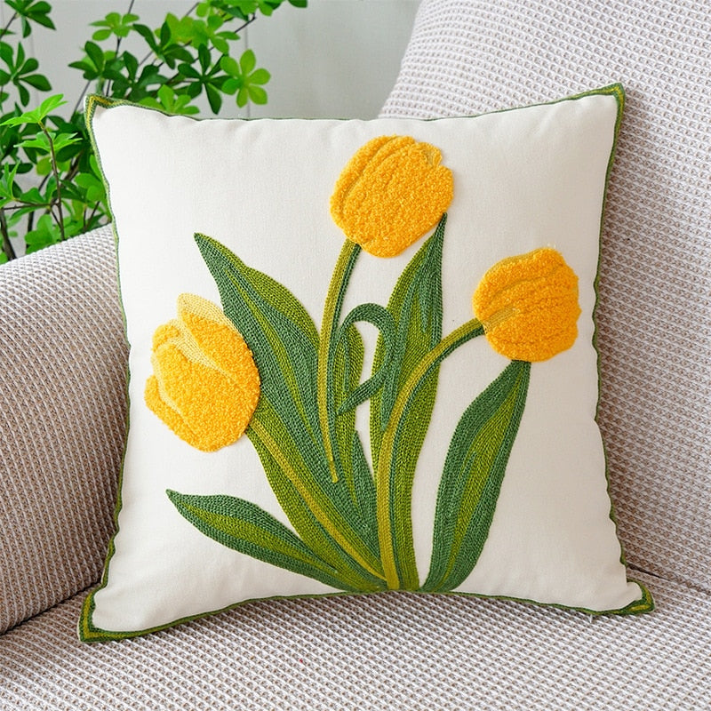 Embroidered Tulip Cushion Cover | Stornfield