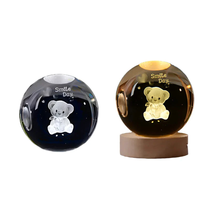 3D Crystal Night Light LED - Starry Sky Projector with Wooden Base, Romantic Lighting for Bedroom & Gifts | Stornfield