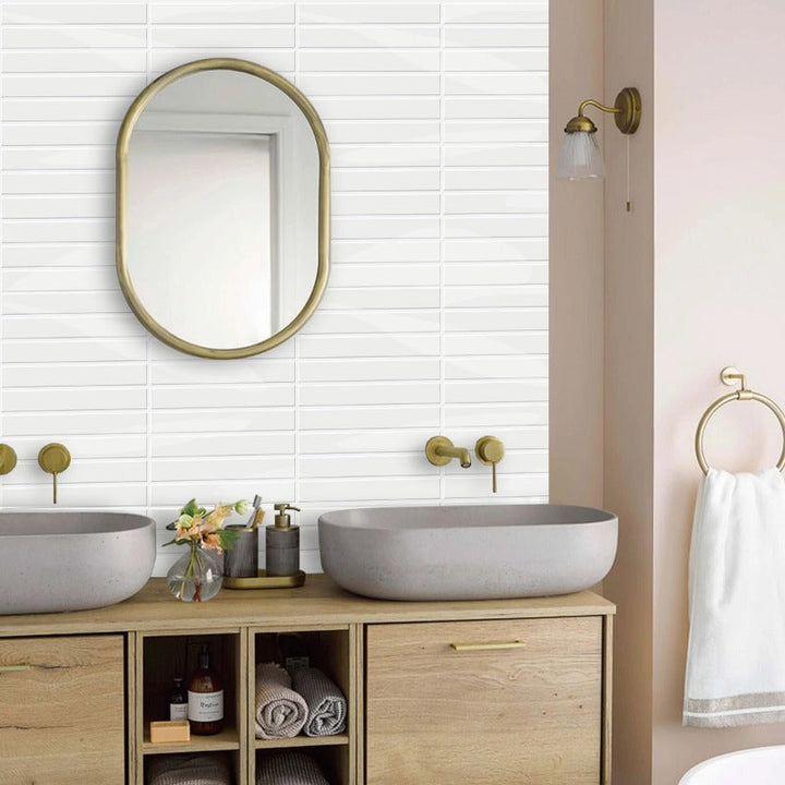 Stornfield | Self-Adhesive 3D DIY Kit Kat Tiles in Gloss White