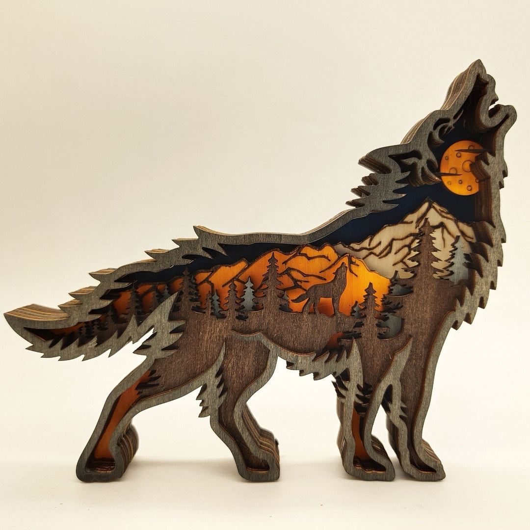 Nightglow Wooden Craft Wolf Decor | Stornfield