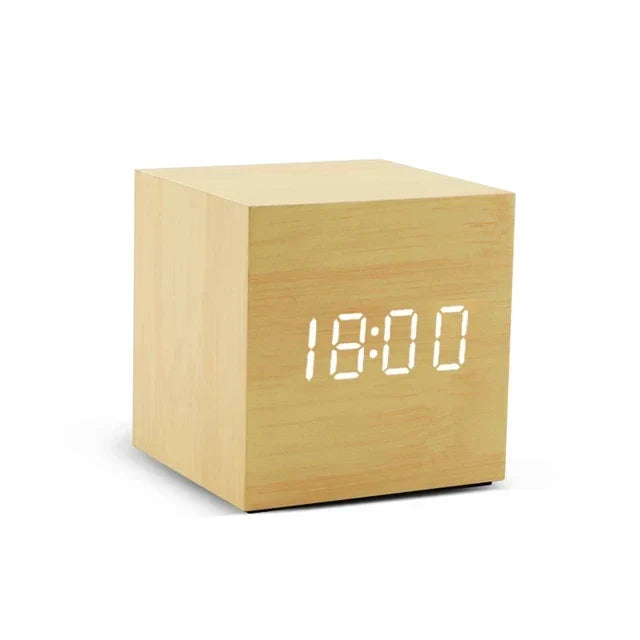Wooden LED alarm clock with temperature display, digital time display and minimalist design – Perfect for bedroom and office | Stornfield
