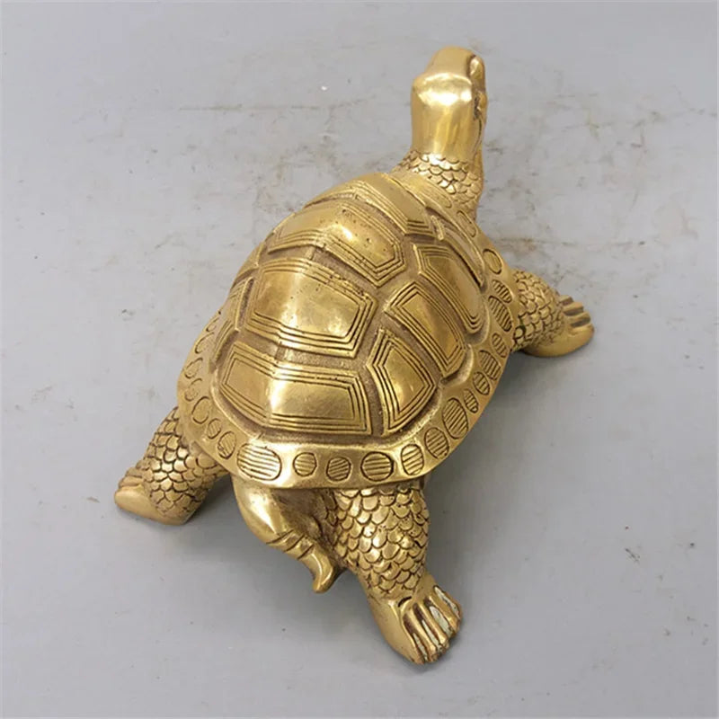 Stornfield | Feng Shui Brass Turtle Statue Lucky Animal Sculpture for Longevity Home Office Desk Decor Figurine Study Ornament Gift