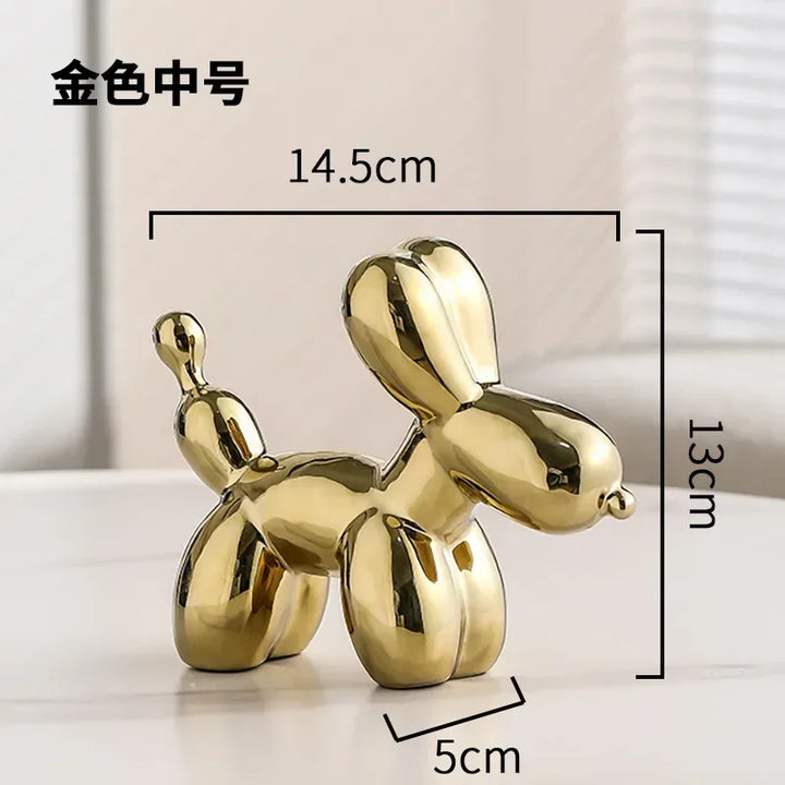 Stornfield | Golden Nordic Ceramic Balloon Dog Sculpture Animal Decorations Statue Living Room Ornaments Creative Desk Ornament Home Decor