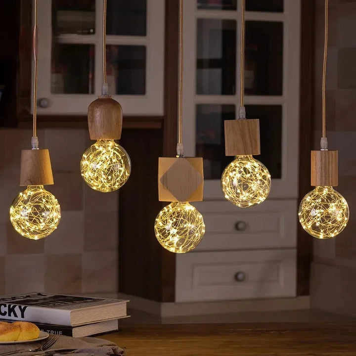 Handcrafted wooden pendant lamp with a naturally warm aura and timeless charm Stornfield
