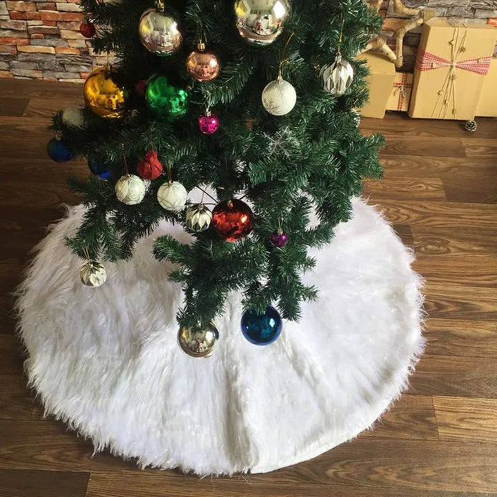 Jupe de sapin de Noël en fausse fourrure blanche en peluche